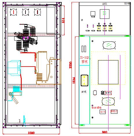 XGN66开关柜本体及并柜结构图